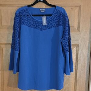 Van Heusen Blue Lace‎ Detail Blouse